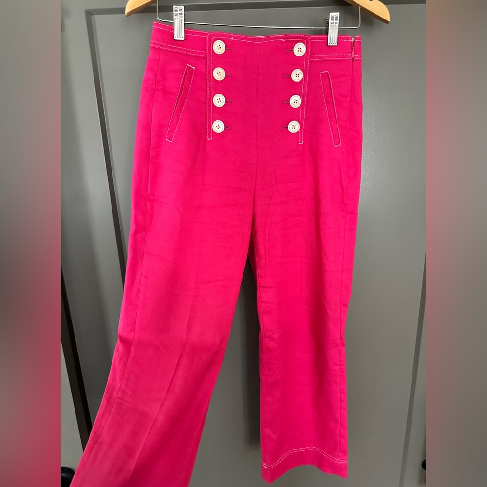 Pink Linen J Crew Sailor Trousers - size 0